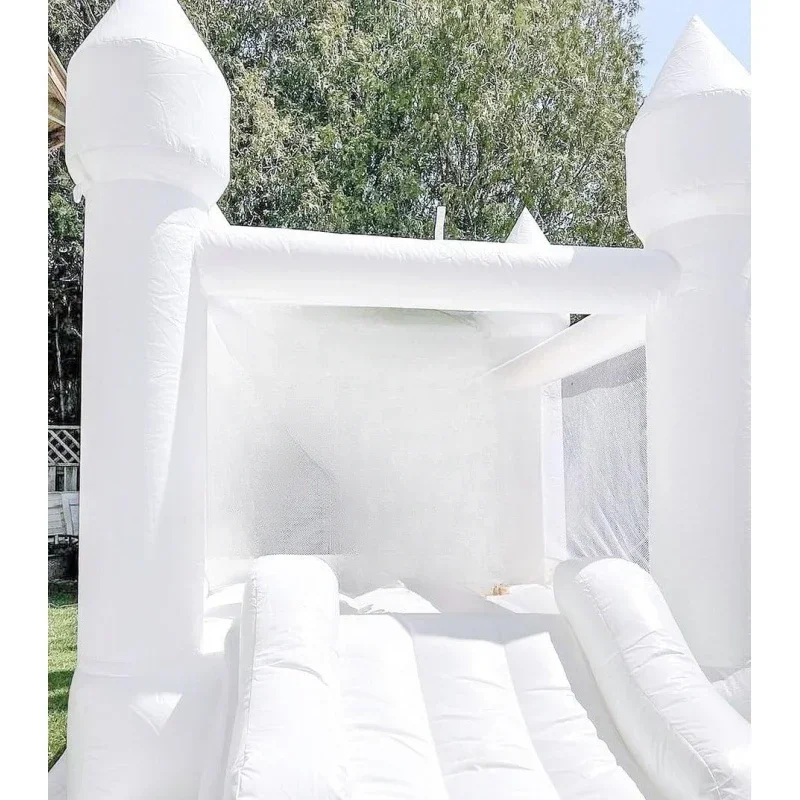 White Bounce House 2-6 Outdoor Oxford Bouncy Castle with Slide & Blower,103 x 71 x 90