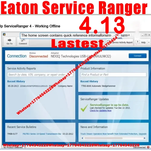 2025 Eaton Service Ranger 4.13 Ingeniería Eaton ServiceRanger + Base de datos 1 pieza instalar SR4.12 Transmisiones códigos de fallos inactivos