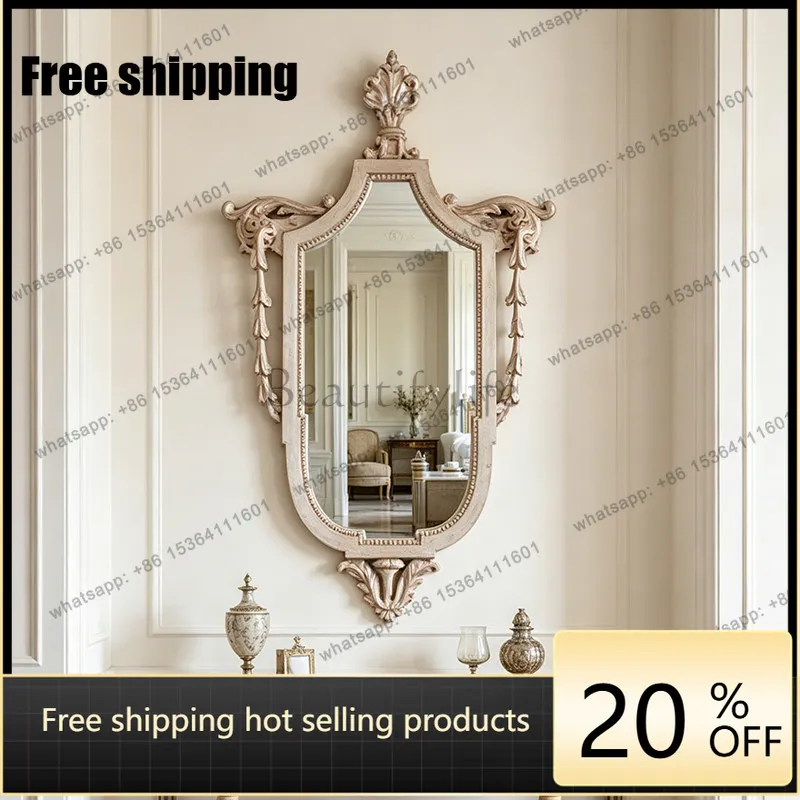 LD French light luxury retro exquisite carved art decorative mirror living room entrance dressing mirror