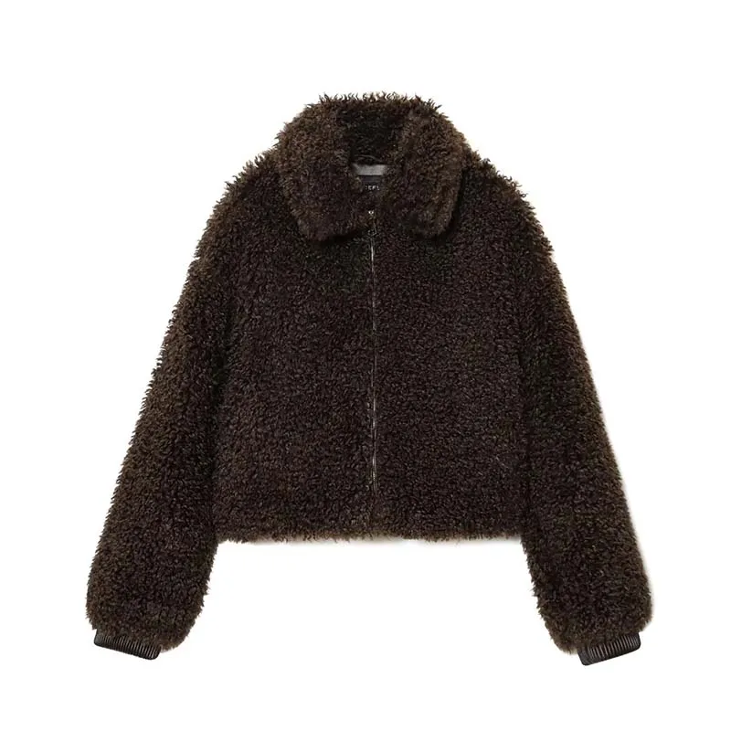 

2025 Winter Fleece Short Coats For Women Chic Street Warm Fur Jacket Female Fashion Thicken Long Sleeve Zipper New Outerwear