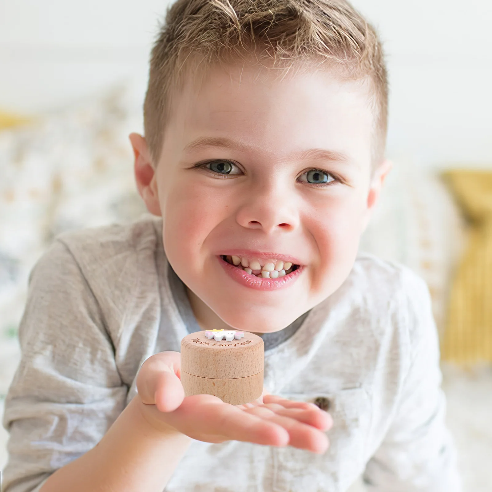 

Baby Tooth Box for Boys First Collection Container Hair Children Treasure Chest Lost Holder Wooden