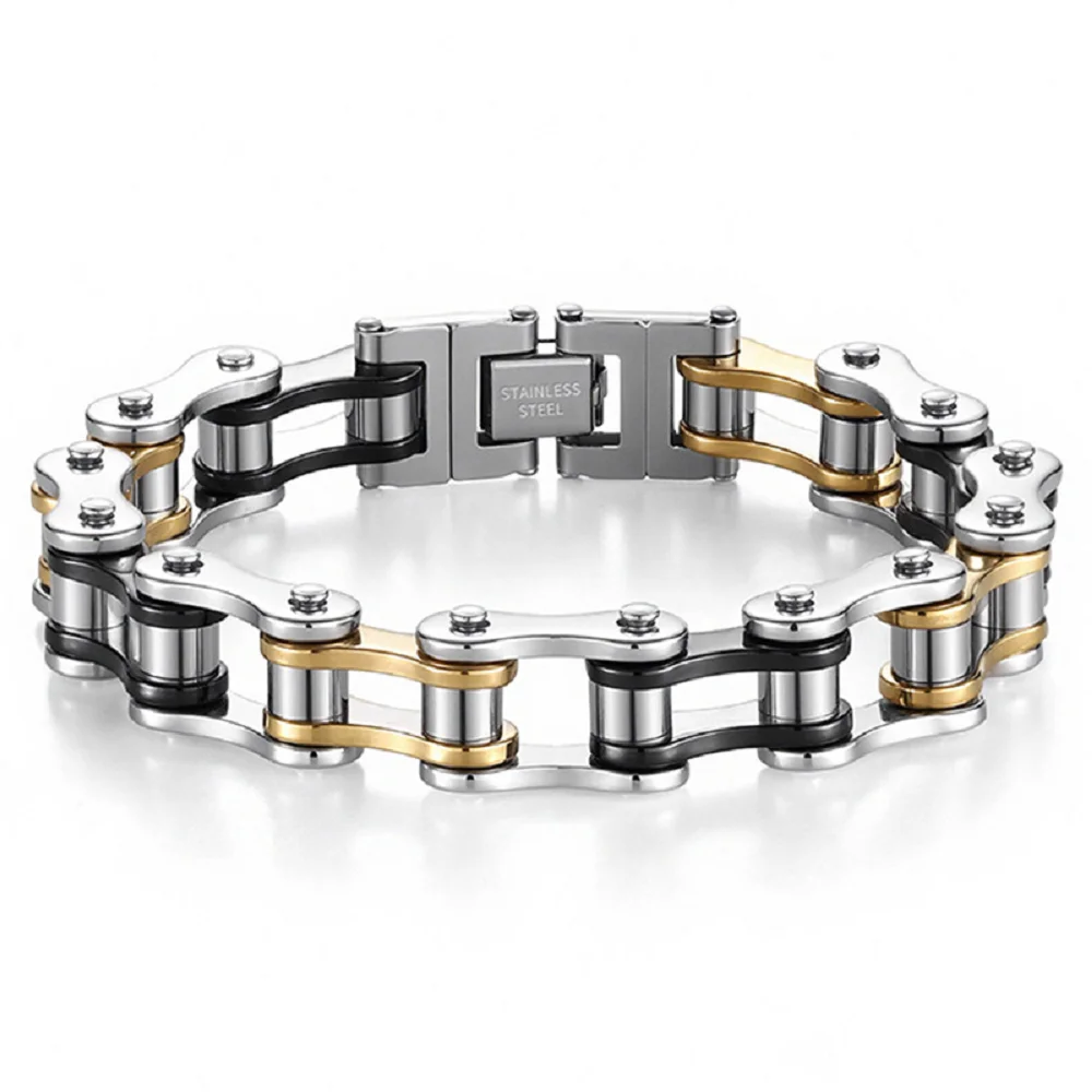 Herren Edelstahl Armband Fahrradketten-Armband Punk Rock Motorrad Biker Schmuck Vintage Rocker Stil Armband Geschenk für Männer