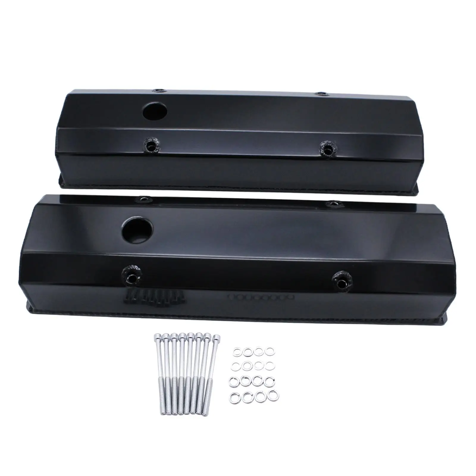 2x Valve Covers Auto Component Car Repair Easy to Install Fabricated Aluminum for Chevy SB 283 305 327 350 383 400 Engines