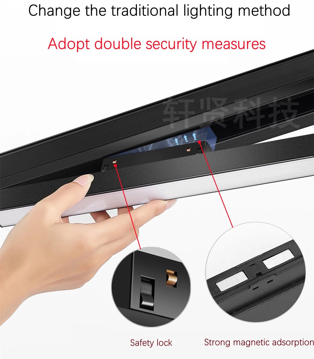 Modern LED Ceiling Lamp Grille Long Tube Pendant Surface Mounted Spotlight Embedded  Magnetic Track Lighting