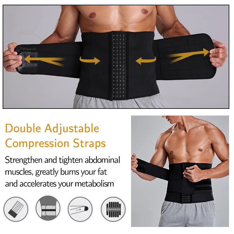 Neoprene Waist Trainer Corset for Men Workout Sauna Trimmer Belt Weight Loss Sweat Sports Girdle Compression