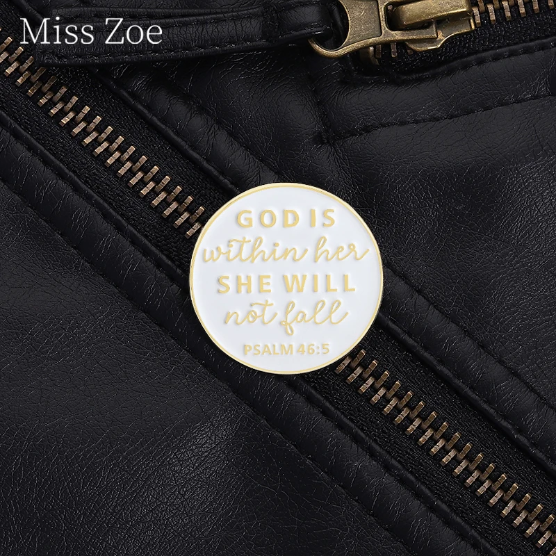 

God Is Within Her She Will Not Fall Psalm Enamel Pin God Blesses The Power Of Religious Faith Brooch Lapel Badge Jewelry Gifts