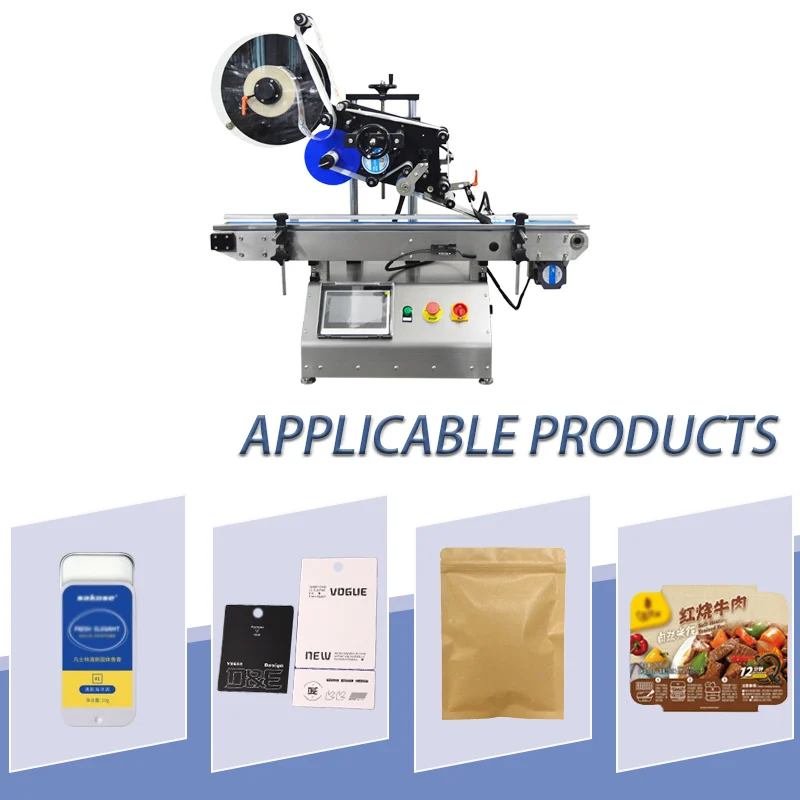 High Precision ±1.0mm Tabletop Flat Labeling Machine 70 BPM Desktop Labeler for Face Mask Pouches and Cartons