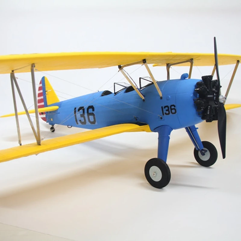 แบบไดนามิกDilimei PT17 รีโมทคอนโทรลไฟฟ้าFixed Wingเครื่องบินDual Wings Span 1.3M 4Sเครื่องบินจําลองของเล่น