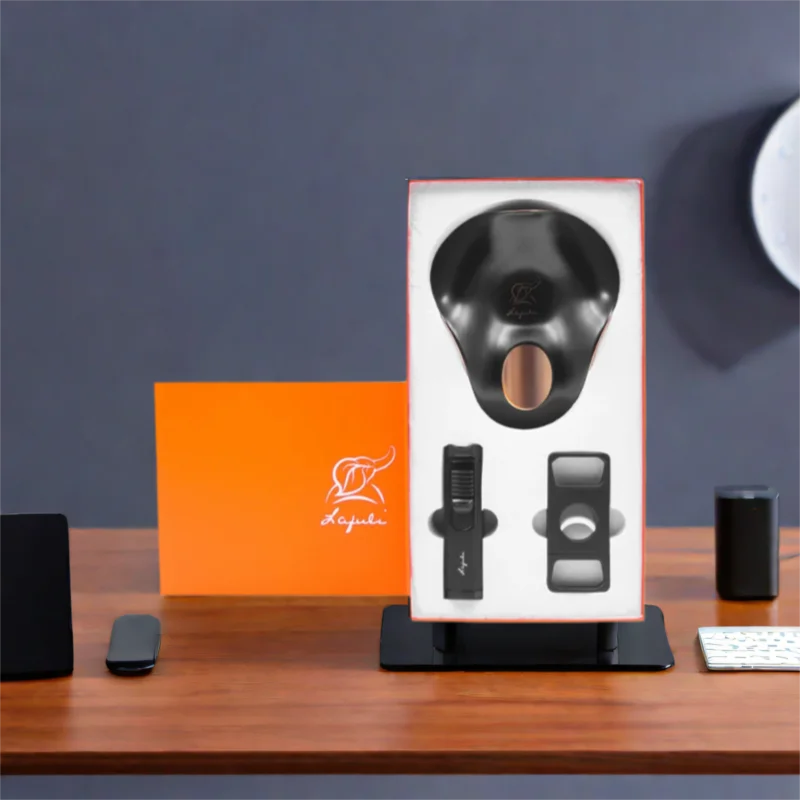 

Professional Cigar Lighter Cutter & Single Slot Ashtray Combo 3-Piece Smoking Accessories Gift Portable with Windproof Flame