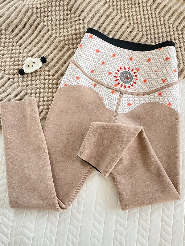 plus Size Thiened Fce Warm Pants High Waist Slim Fit Bootcut Trousers Women's Outerwear Nine Points Small Foot Pants