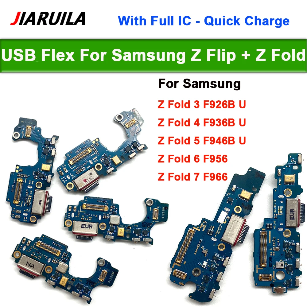 Charging Port Flex For Samsung Z Flip 3 4 5 6 7 5G F700F F707B F711 F721 Z Fold 4 5 6 USB Charger Dock Connector With Microphone