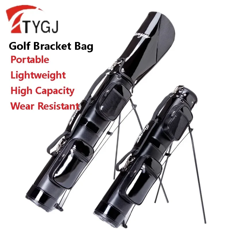 TTYGJ PU Leather Golf Bracket Bag Waterproof Lightweight Golf Rack Bag High Capacity Portable Gun Package Can Hold 8-9 Clubs