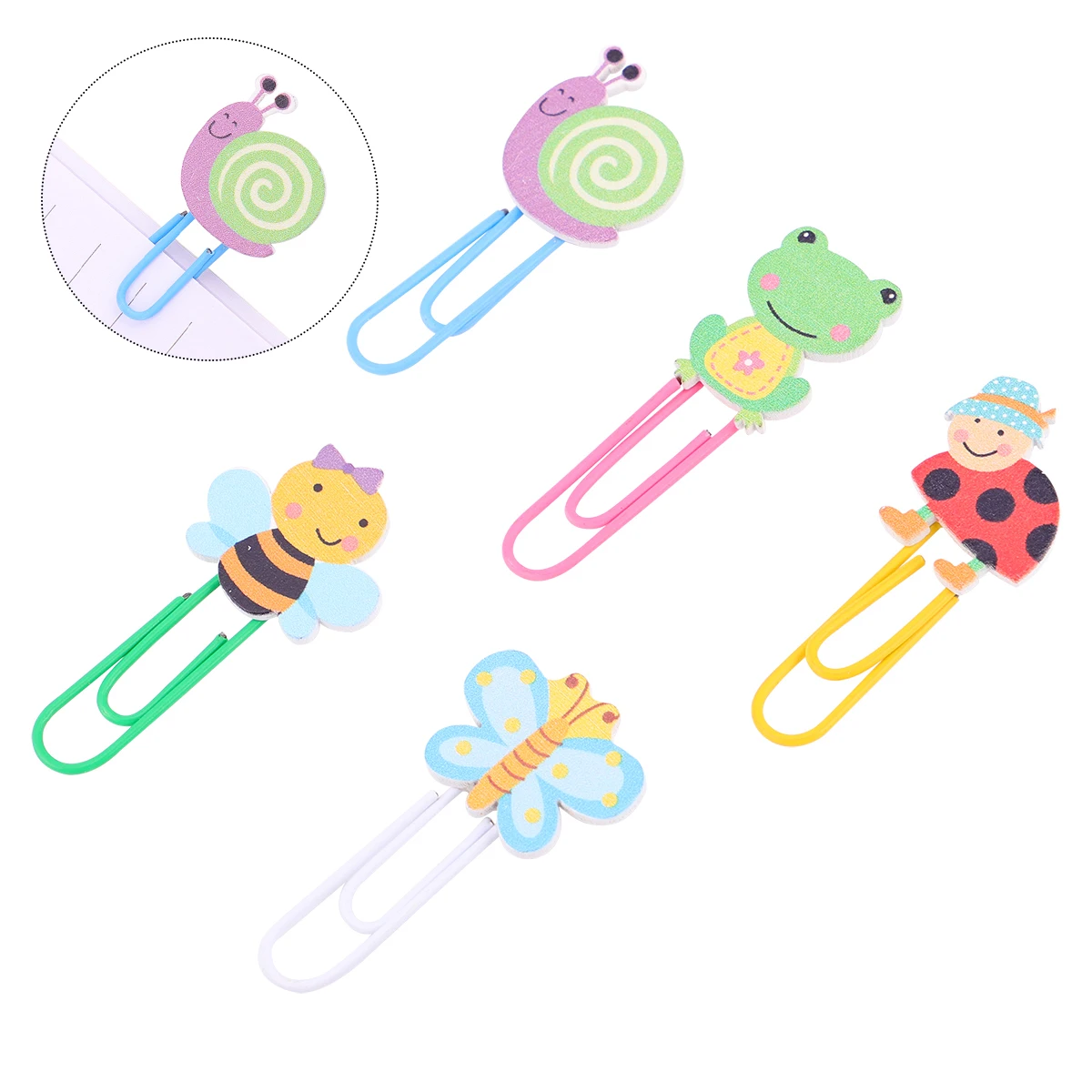 

50 Pcs Fruits Paper Clips Little Fruit-shaped Animal Cute Wooden Note Office Transfer Bookmarks Wrapping