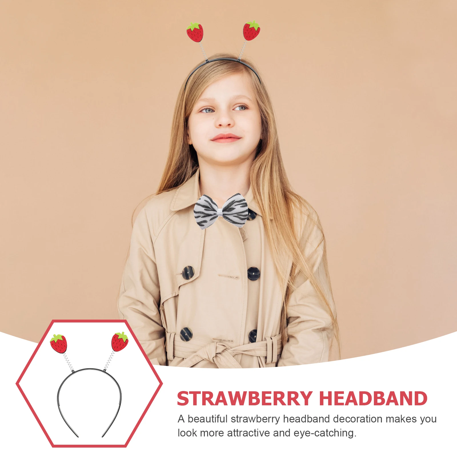 

2Pcs Strawberry Headband Fruits Headbands Cute Hair Accessories Party Cosplay Festival Hair Band Hairband