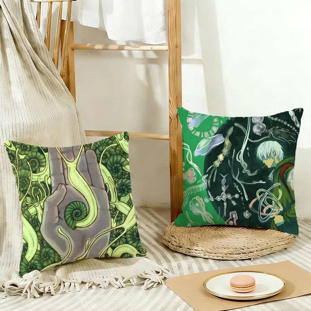 Mystical Anime Serene Mushishi Cushion Cover Cozy Pillowcase Holiday House Interior Sofa Bedroom Accessories