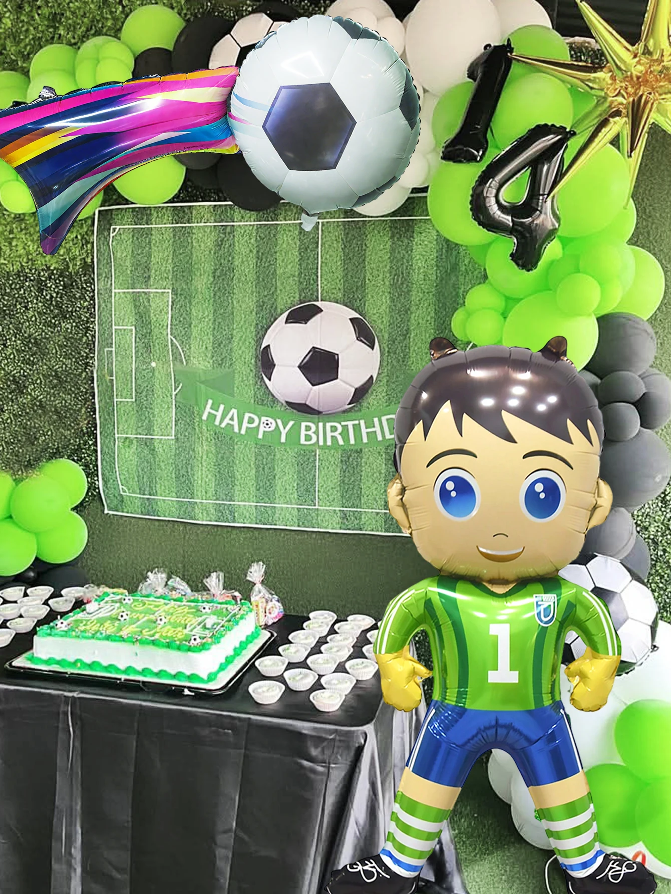 1 Stück Fußballballon-Set, Fußballspiel, Geburtstagsfeier-Dekoration, Fußball-Themenparty, Sport-Themenparty, Feierlichkeiten – Detail 3