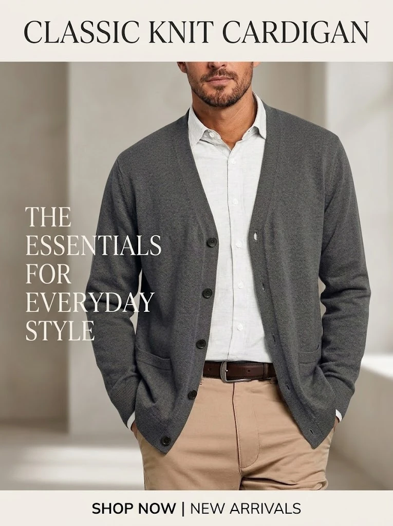 Herbst Herren V-Ausschnitt Strickjacke Pullover mit Knöpfen Langarm Strickpullover mit Taschen Lässiger Mantel Jacke für Männer – Detail 1