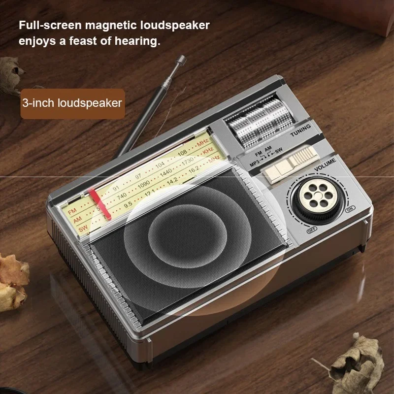 MD-979S Solar Panel Bluetooth Radio Portable Multifunctional Vintage Radios FM AM SW 3 Bands Rechargeable Wireless Speaker
