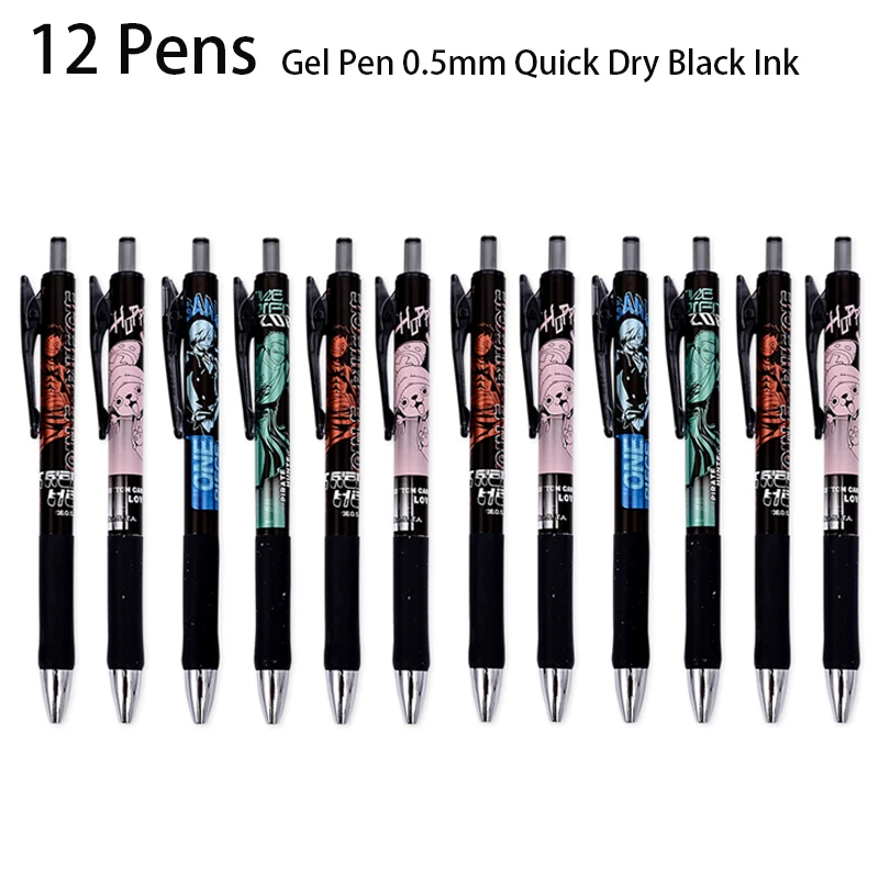 M&G 6/12Pcs Gel Pen 0.5mm Quick Dry Black Ink Anime Appearance Signature Pen Office School Supplies Stationery Shop