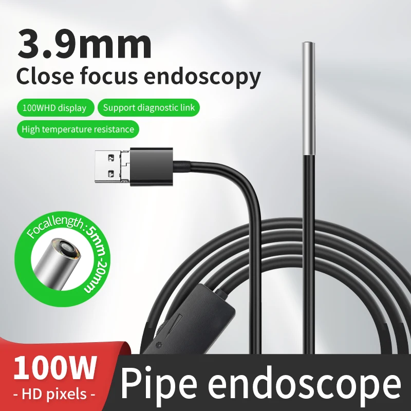 HD close focus industrial endoscope 3.9mm non-destructive testing instrument Endoscope camera pipeline inner wall inspection