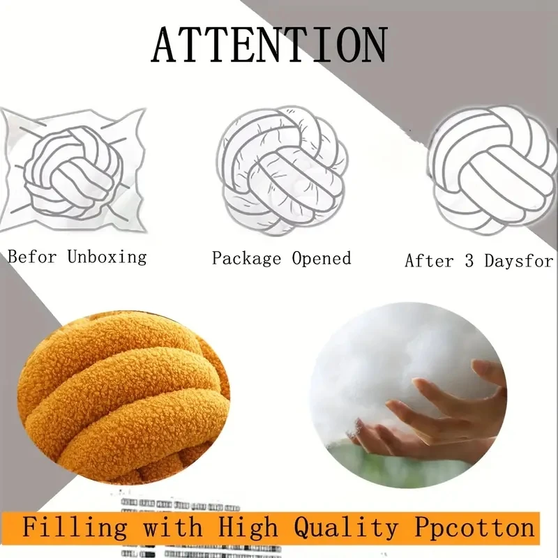 Home decoration Knotted Ball Pillow Indeformable Ecofriendly Knotted Ball Plush Pillow Hand-woven Knotted Ball Back Throw Pillow