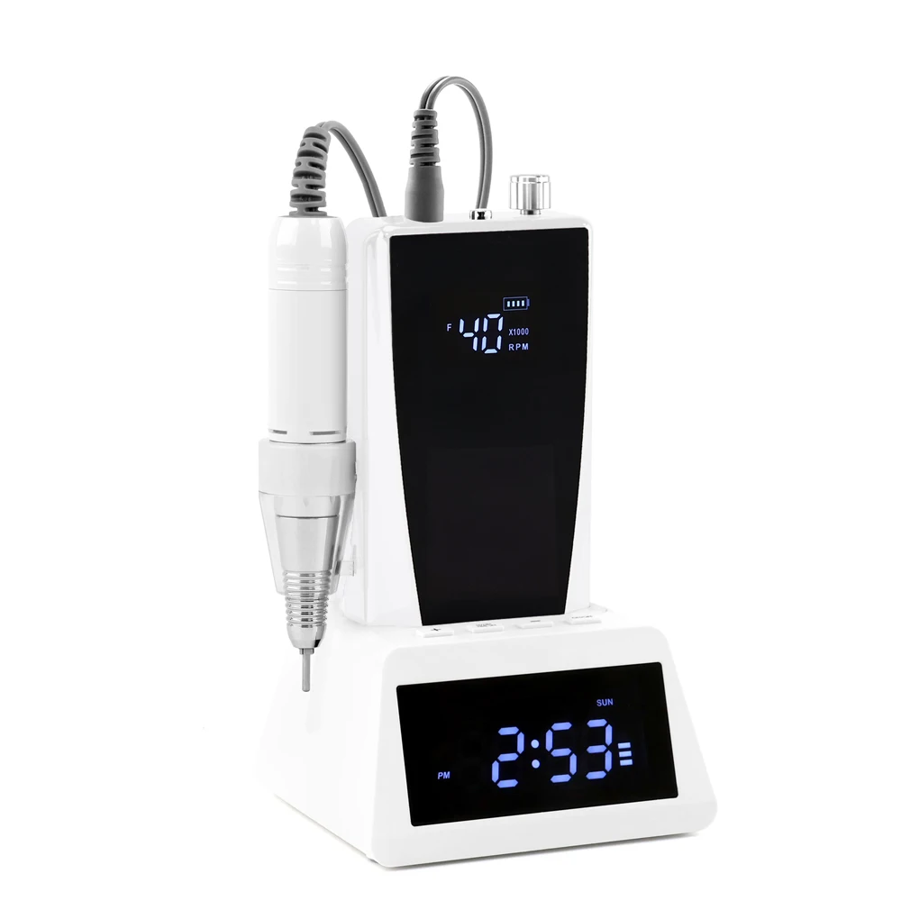 45W Szczotka węglowa do paznokci Narzędzie do zdobienia paznokci Profesjonalna wiertarka do paznokci 40000RPM Efile z Power Bank Clock Base Station