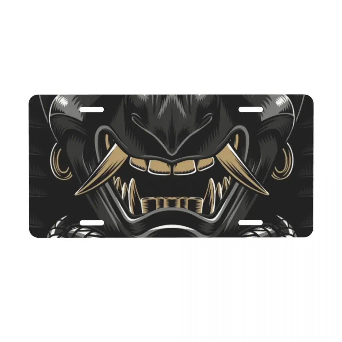 Customized Oni Demon License Plate Cover Japanese Samurai Ronin Decoration Vanity Tag Aluminum Metal License Plate Sign