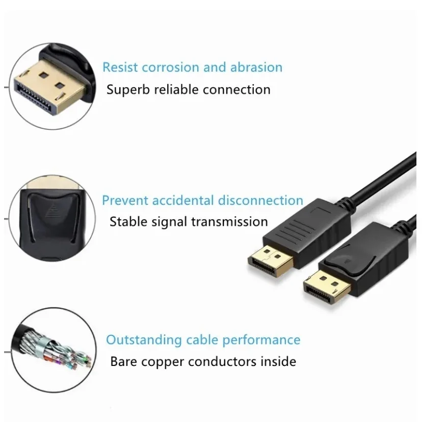 Cabo Displayport 1.2 4k 60hz Adaptador DP Blindado 1,8m 3D