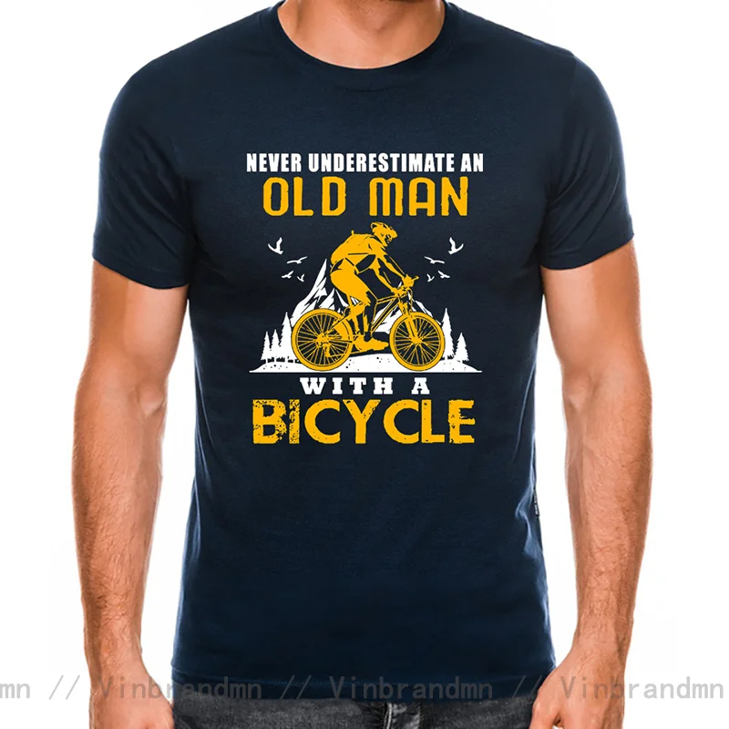 Men's Never Underestimate An Old Man With A Mountain Bike T Shirt Bicycle MTB 100% Cotton Clothes Tee Shirt New Arrival T-Shirt