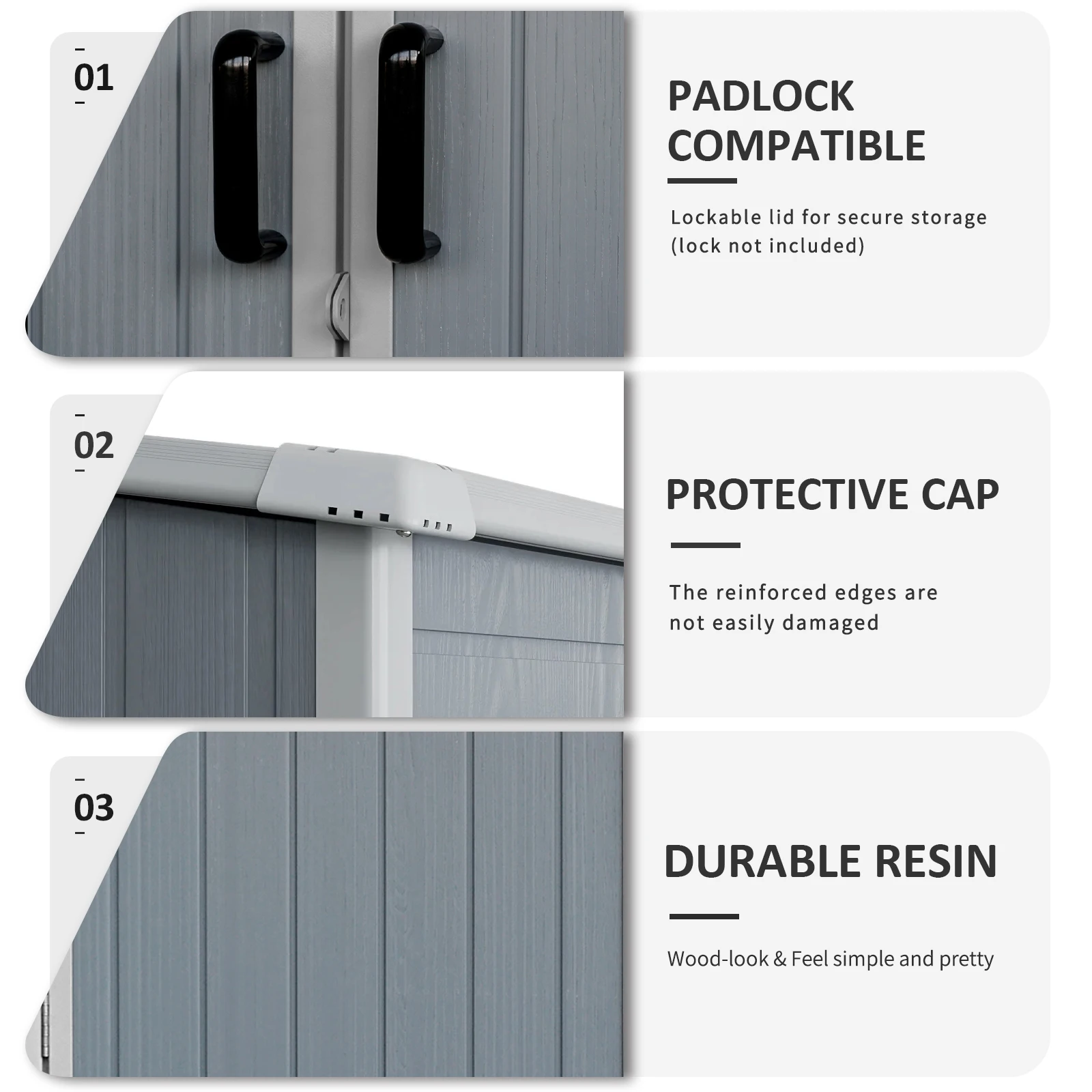 5x3FT Outdoor Storage Shed Waterproof Resin Plastic Cabinet with Lockable Doors for Bikes Patio Furniture and Tools