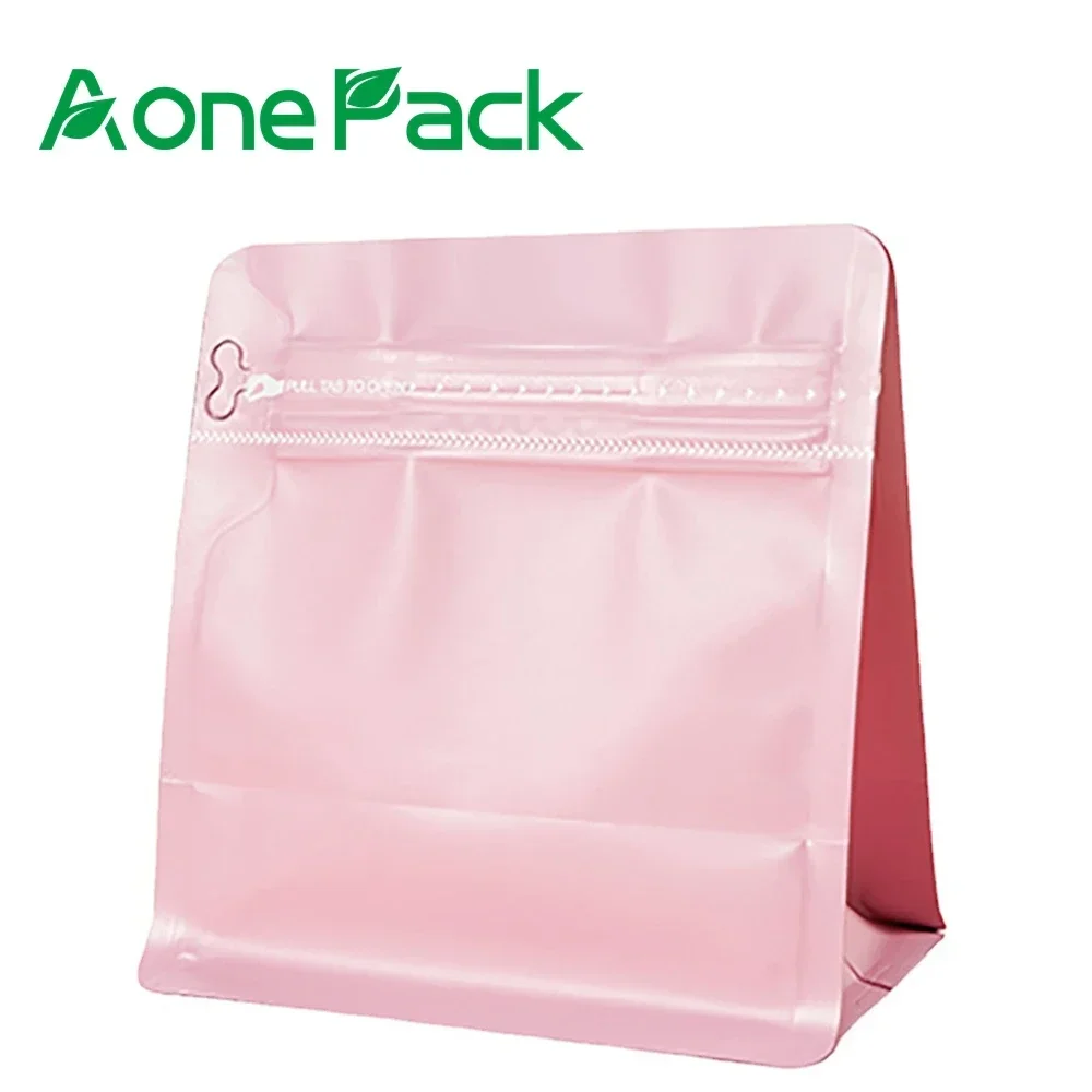 100pcs Resealable Pink 250g Flat Bottom Ziplock Bags For Tea Pet Food Coffee Chocolate Bar Packaging Personalized Bag