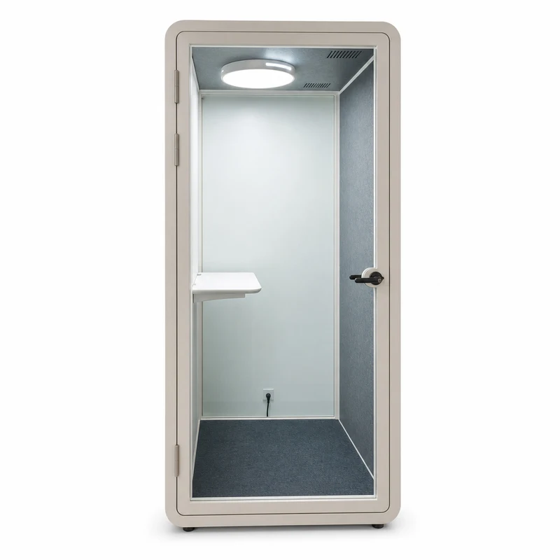 Acoustic Modular Meeting Pod Soundproof Office Booth with Tempered Glass Door and Privacy Screen for Team Collaboration Area