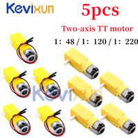 5pcs/TT Motor 130 Motor Smart Car Gear Motor Robot Gear Motor Smart Car Double Shaft Yellow 1:48 /1:120/ 1:220