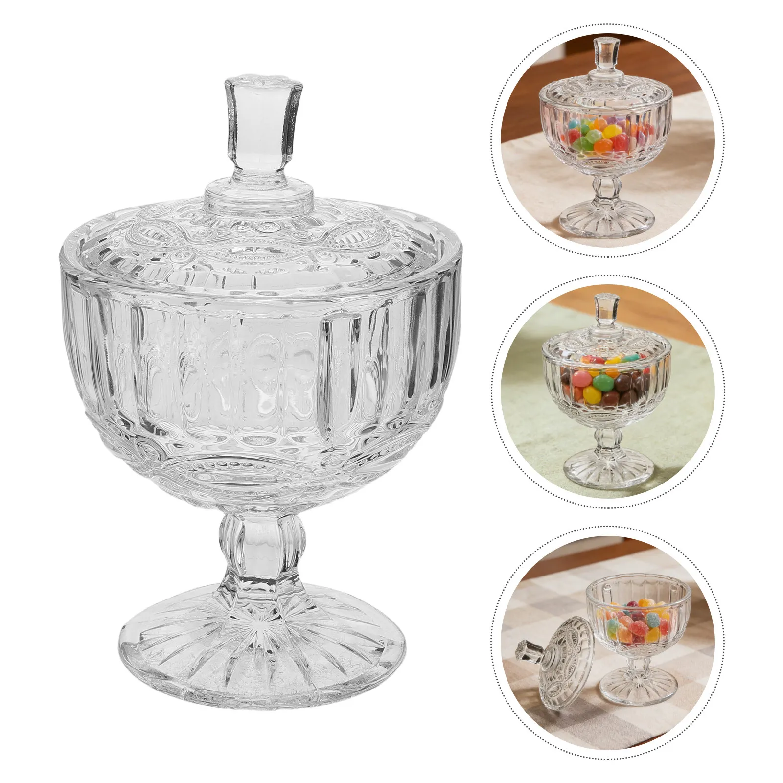 

Стеклянная банка для конфет с крышкой, винтажная аптекарская банка на ножке, прозрачный декоративный контейнер для хранения, элегантный свадебный дисплей для конфет