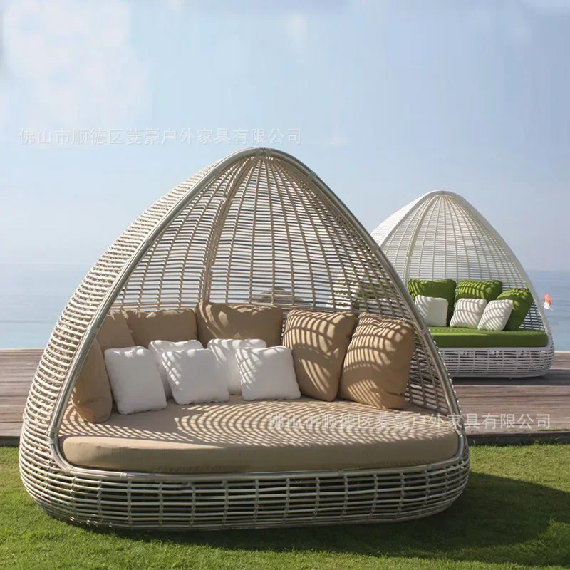 Cross border  Lying Bed Vine Weaving Split Bird Cage Nordic Club Hotel Furniture Outdoor Swimming Pool Beach Leisure Vine Bed