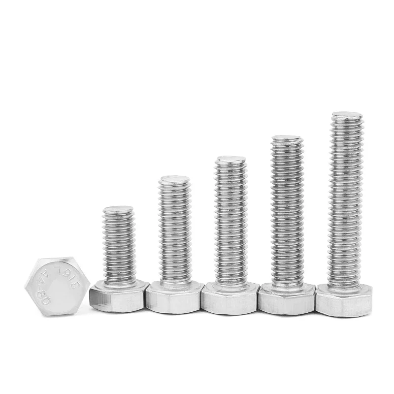 Marine Grade A4-316 Stainless Steel Hex Bolt External Full Thread M3 M4 M5 M6 Outside Hexs Hexagon Screws Bolts 8mm-150mm