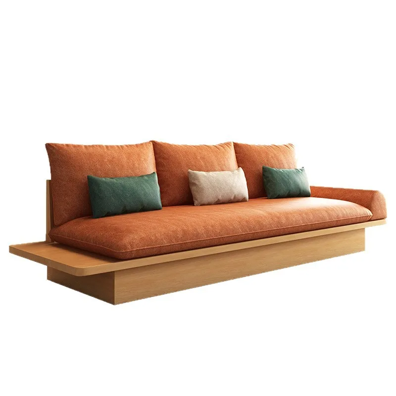 # Japanisches Massivholz-Sofa im Blockholz-Stil für Kleine Wohnungen Walnussfarbenes Wohnzimmermöbel