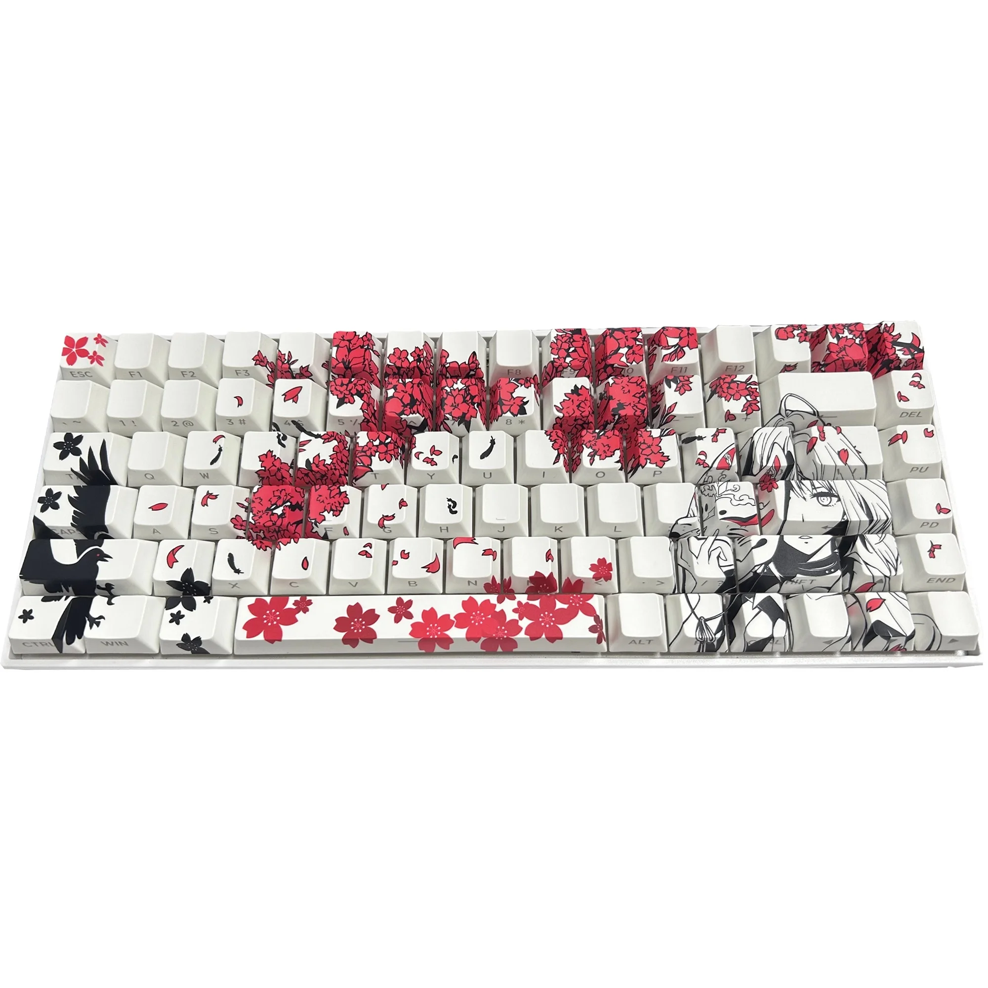 Imagem -02 - Xvx Máscara de Recompensa Branca Menina Anime Tema Keycaps Side Print Brilho Através Double Shot Pbt Keycaps 131 Chaves