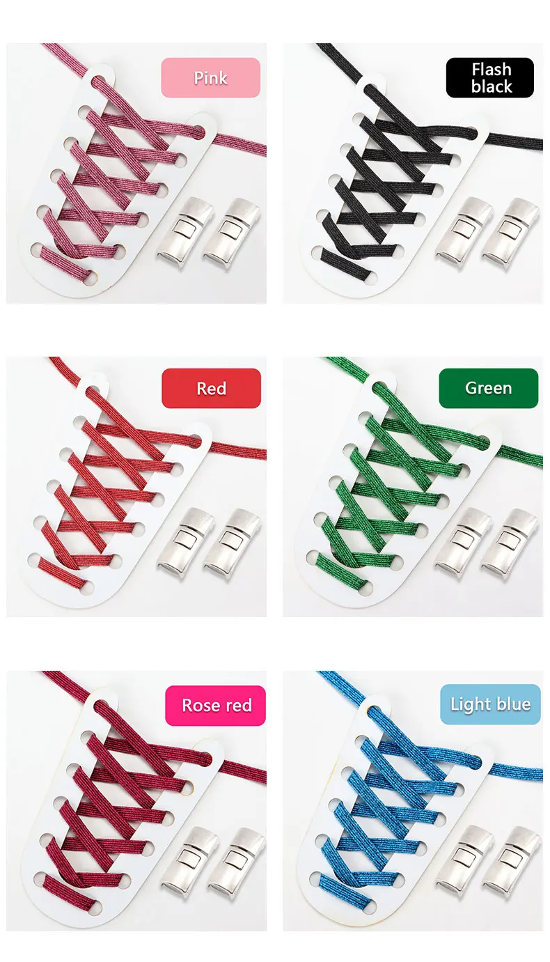 Cross Lock No Tie Schnürsenkel Flache elastische Schnürsenkel Candy Rainbow Gold Glitzer Gummibänder Schnürsenkel für Sneakers Erwachsene Kinder – Detail 10