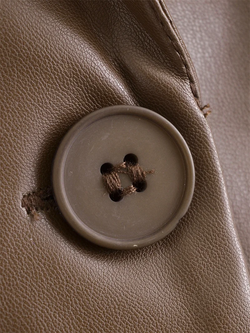 Женское пальто, осень 2021, новый стиль, верблюжий, с длинным рукавом, искусственная кожа, лоскутный простой пиджак, повседневный модный индивидуальный пиджак