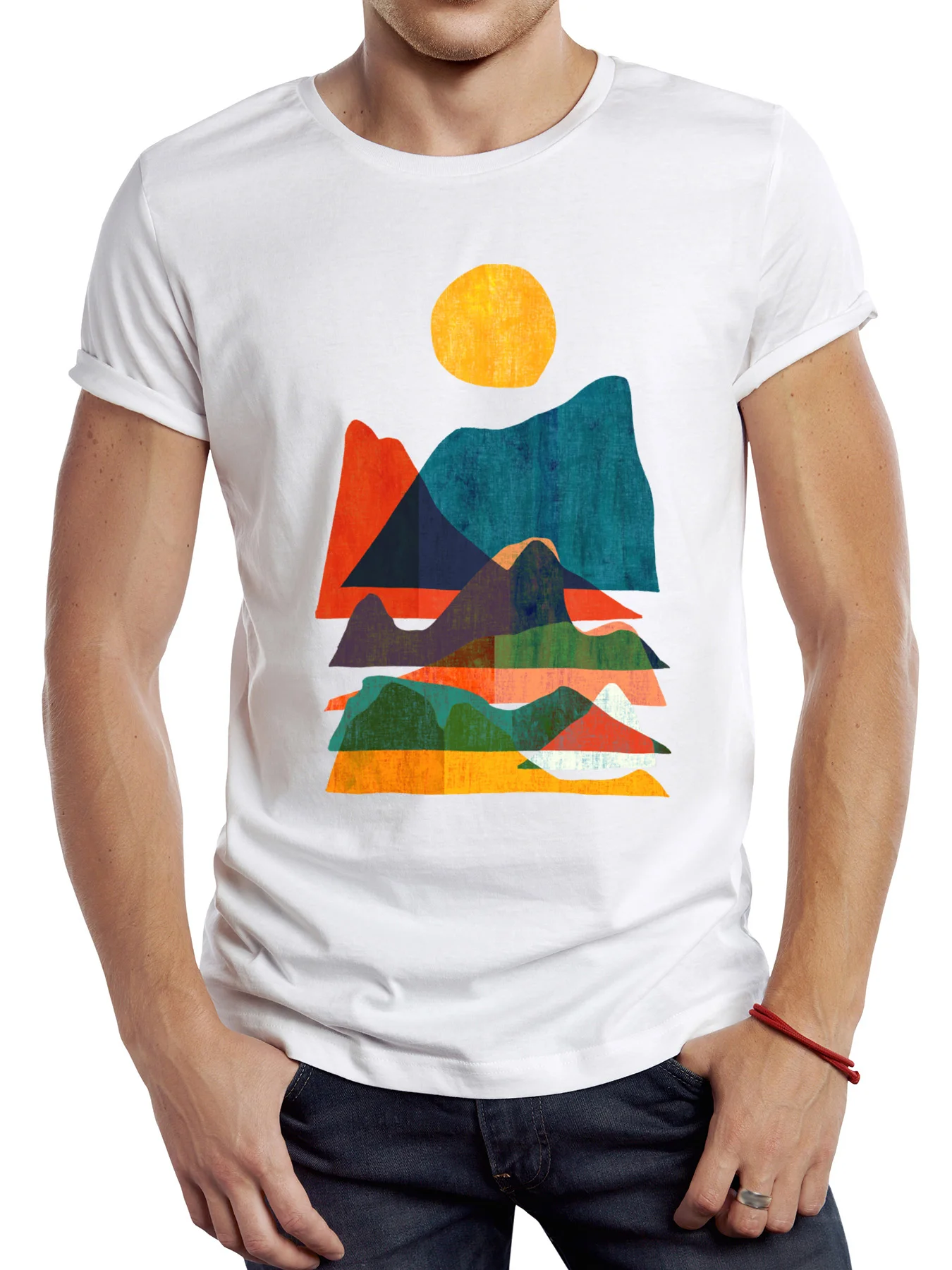 

FPACE Art Design Hand Drawing Colorful Topography Printed TShirt Graphic Casual Hipster Man T Shirt Hip Hop Loose Women Tees