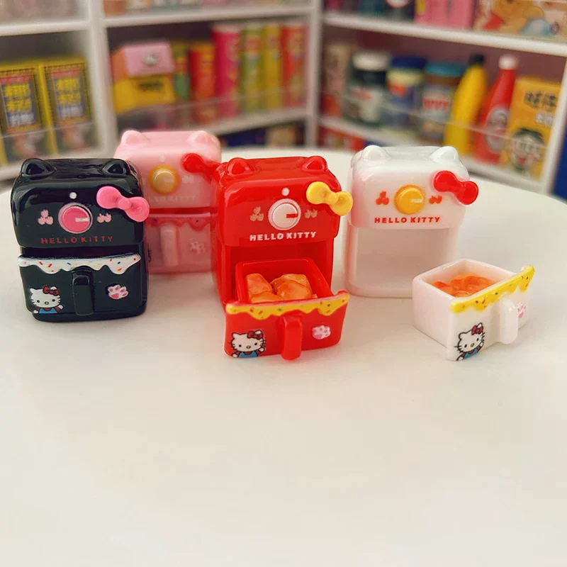

1 комплект, мини-фритюрница Hello Kitty, аксессуары для кукольного дома, кукольный домик, миниатюрная кухонная утварь, кухонная посуда, игровая кухонная игрушка