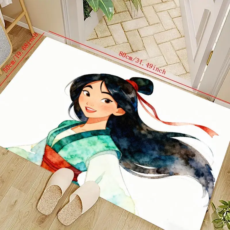 

1 шт. коврик для пола Mulan Princess Watercolor Art, противоскользящий моющийся мягкий коврик для гостиной, спальни, эстетический домашний декор, Tren