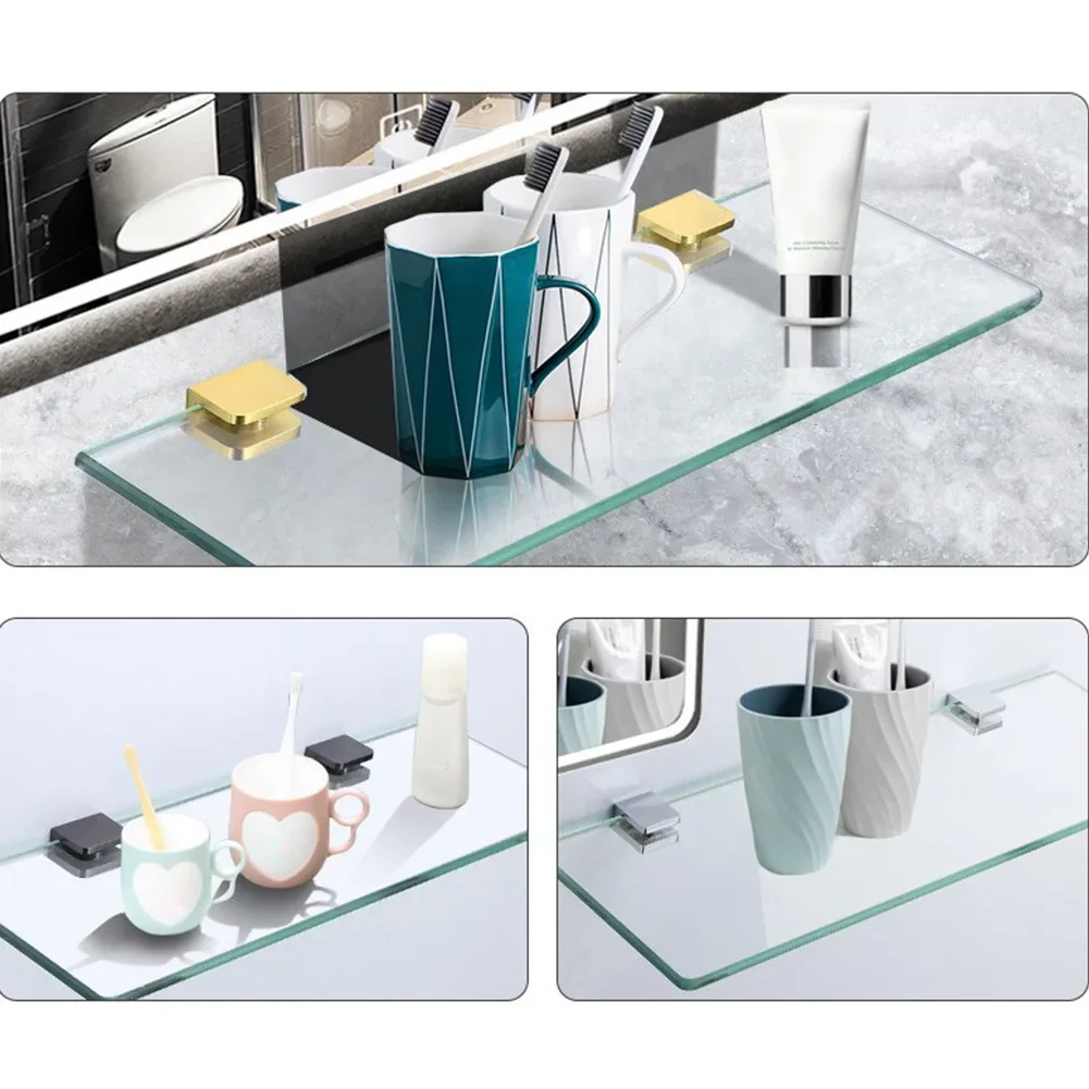 

Thick Glass Support Adjustable Glass Holder Home Furnishing Easy Installation Moisture-proof Design Rubber Pads Included