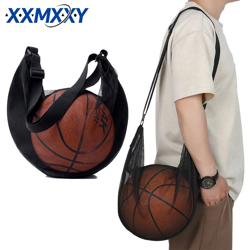 

1 Pcs Single Ball Bag With Zipper Pocket Mesh Ball Storage Bag Sport Equipment Drawstring Sling Storage Net Carrying Basketball