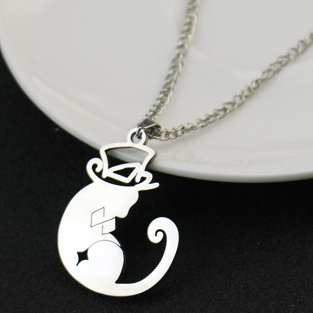 Game Impact Lynette Lyney Magician Cat Theme Cosplay Titanium Steel Necklace Pendant Metal Neck Collar Chain Accessories