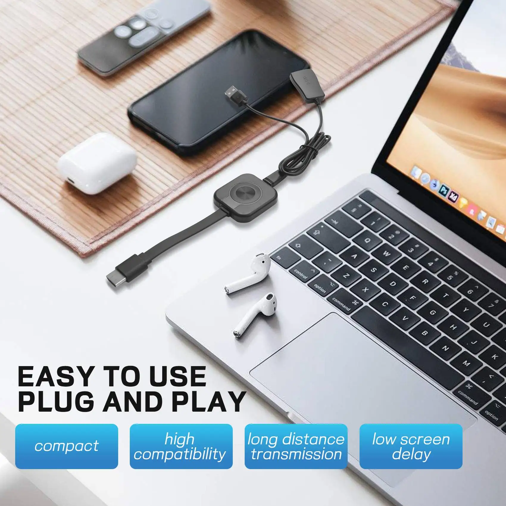 doyme WiFi Display Dongle HDMI-Compatible TV Dongle 1080P TV Stick WiFi Dongle for Android Netflix YouTube for Ios Mac
