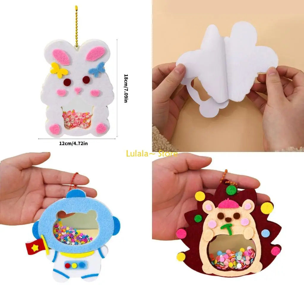 Y4QA Niet-geweven stof Dierenhanger Knutselsets Maken Set voor peuter Vroeg educatief speelgoed Handgemaakte hangende decoratie
