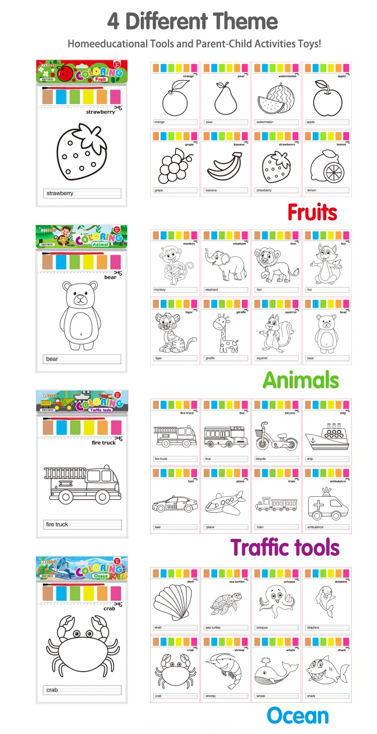 8Page/set Coloring Books For Kids Montessori Watercolor Paper With Paint Toys Portable Children Gouache Painting Education Toy