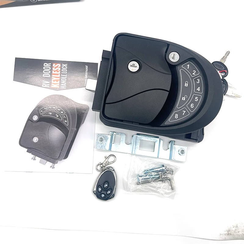 

Защелка без ключа для автофургона, разблокировка отпечатком пальца, кнопка для автофургона, блокировка входной двери для автофургона, трейлера, Черная